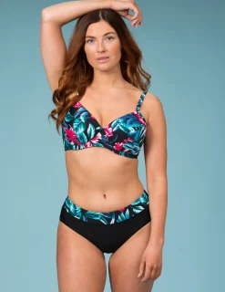 Mönstrad svart bikini-bh med bygel