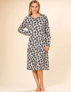 Nattlinne Lång Ärm Graphic Floral Off-White