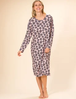 Nattlinne Lång Ärm Graphic Floral Rosa