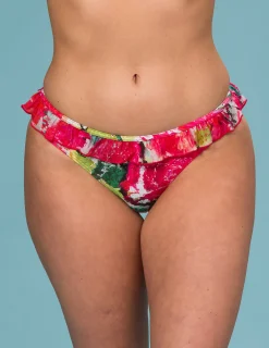 Rosa mönstrad bikinitrosa låg midja
