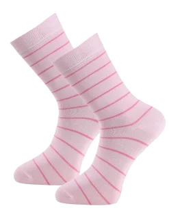Strumpa Bambu Randig Rosa 2-pack
