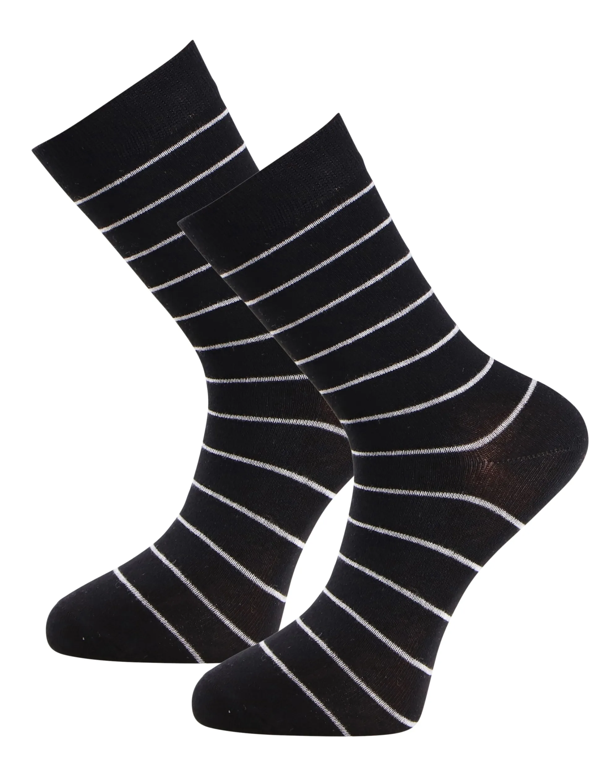 Strumpa Bambu Randig Svart 2-pack
