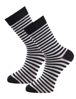 Strumpa Bambu Svart Randig 2-pack