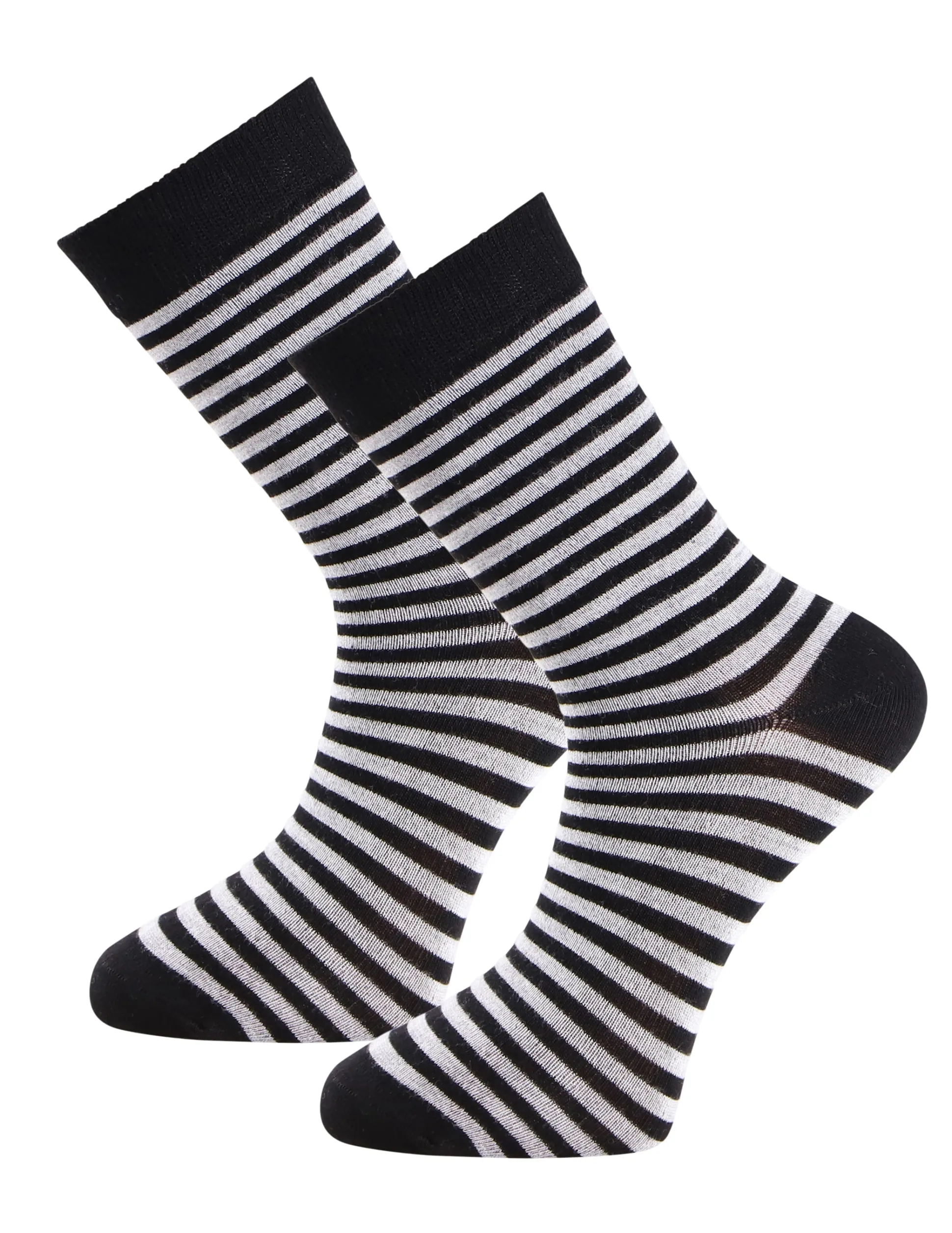 Strumpa Bambu Svart Randig 2-pack