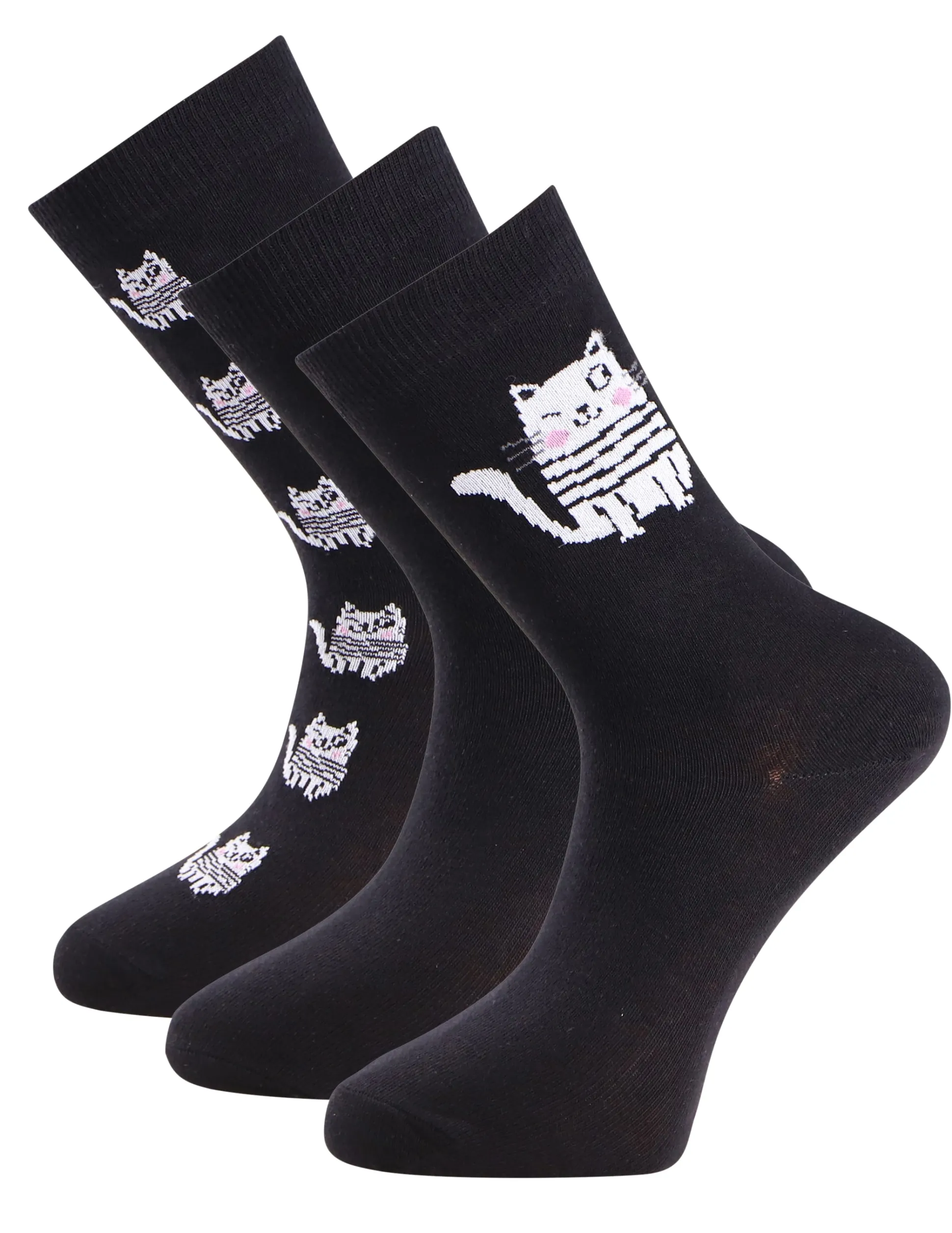 Strumpa Bomull Cat 3-pack