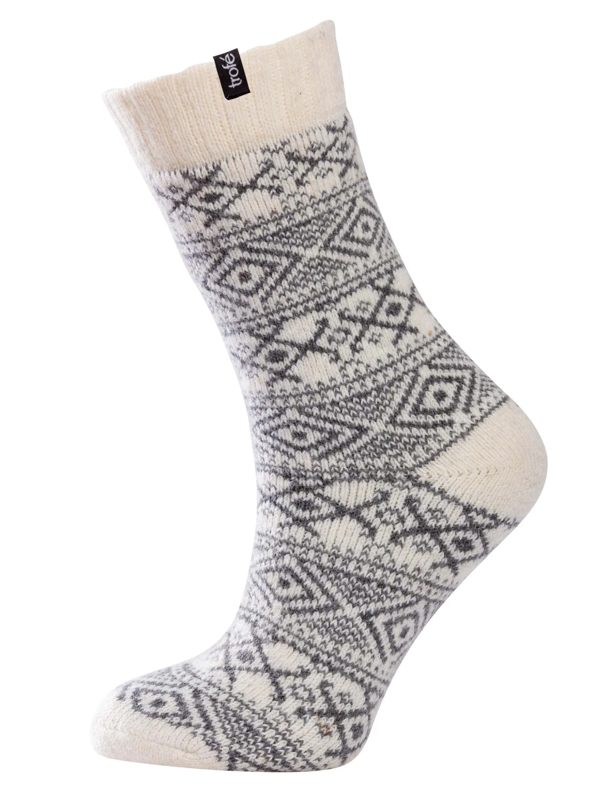 Strumpa Ullfrotté Mönstrad Off-white 1-pack