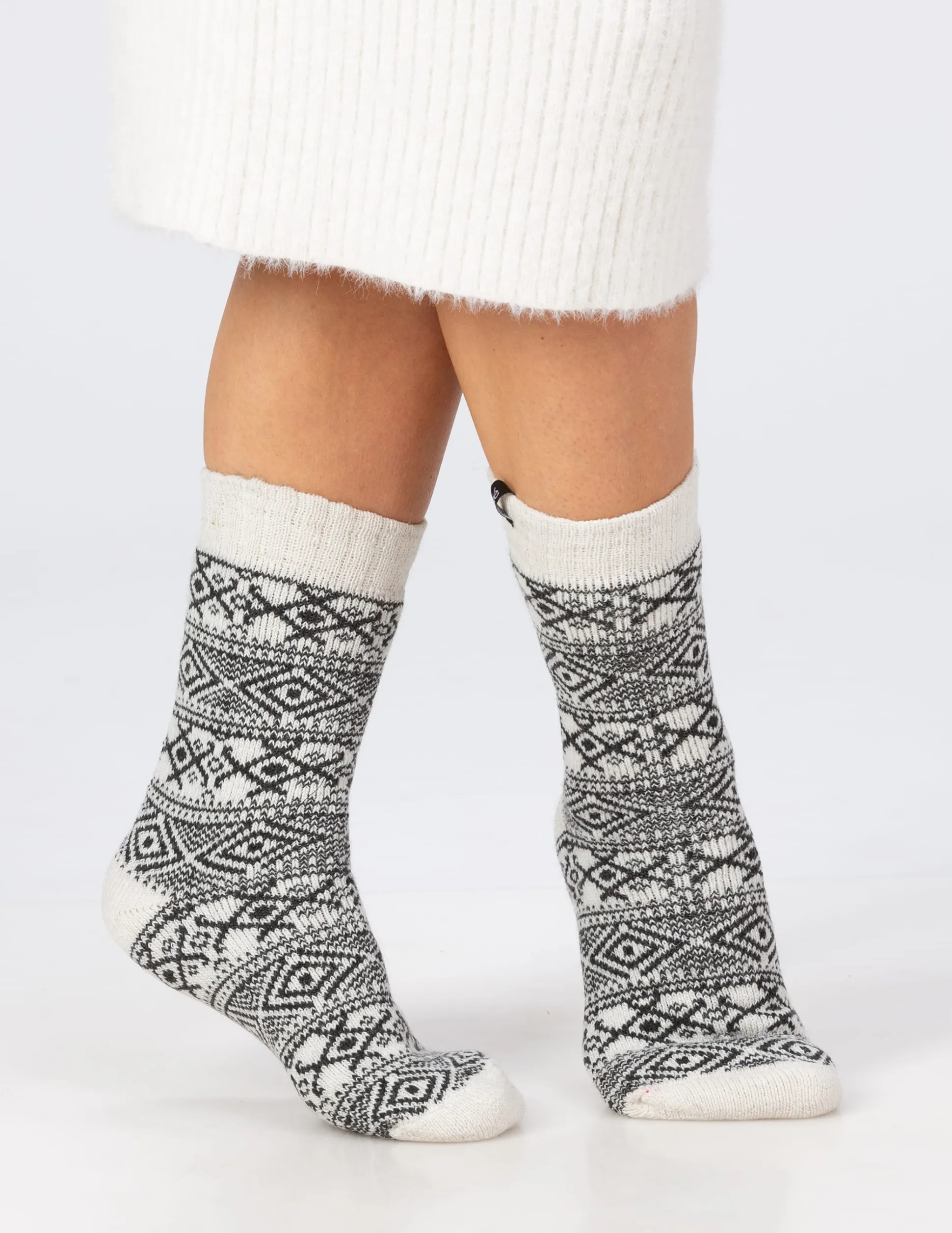 Strumpa Ullfrotté Mönstrad Off-white 1-pack