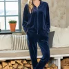 Velour-Set Marinblå